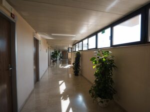 Ricoveri – Corridoio luminoso con piante Corridoio luminoso della Casa di Cura con piante